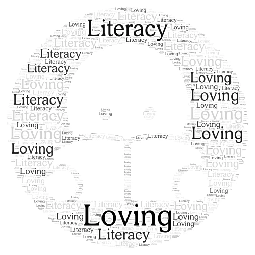 Loving Literacy word cloud art