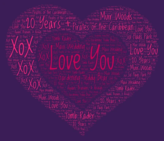 VDAY 2026 word cloud art