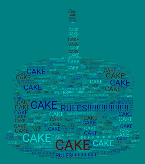 CAKE RULES!!!!!!!!!!!!!!! word cloud art