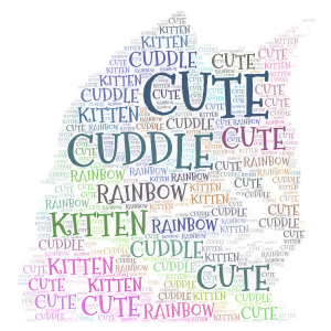 Rainbow kitten 🐱  word cloud art