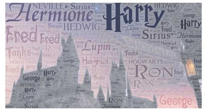 Hogwarts in the evening word cloud art