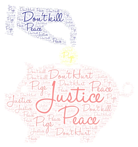 Justice for pigs word cloud art
