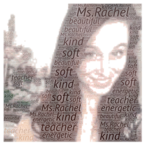Ms. Rachel word cloud art