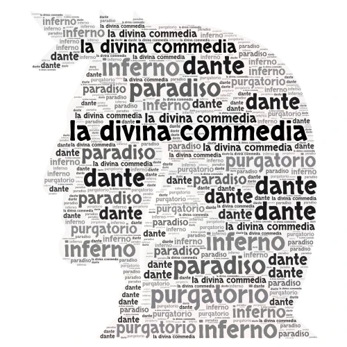 la divina commedia word cloud art