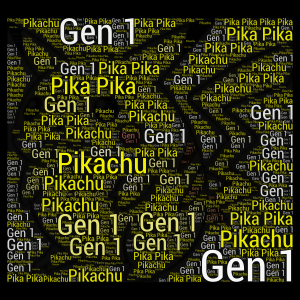 Gen 1 Pikachu (Pika Pika) word cloud art