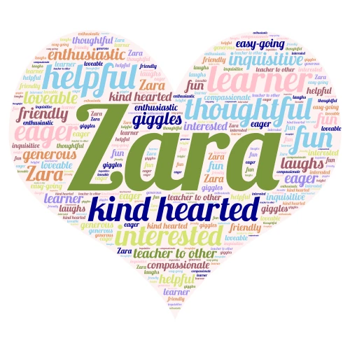 Zara word cloud art