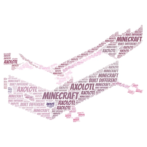 mincraft axolotl word cloud art