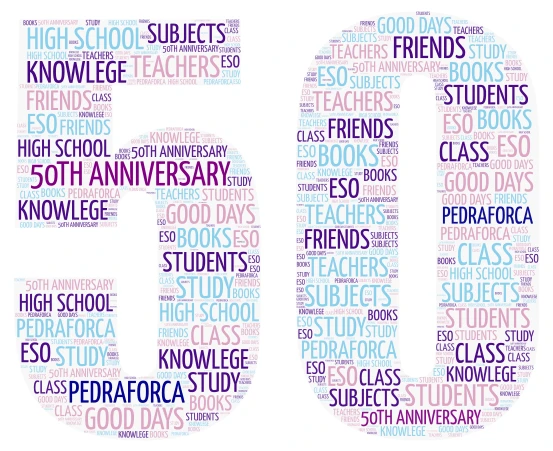 Anniversary 50 word cloud art