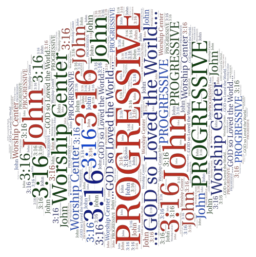 PROGRESSIVE 3:16 word cloud art