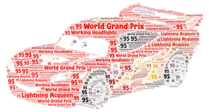 World Grand Prix Lightning McQueen word cloud art