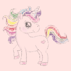DDLG Unicorn word cloud art
