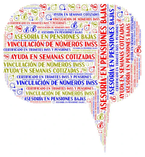 Asesoría IMSS y Pensiones word cloud art