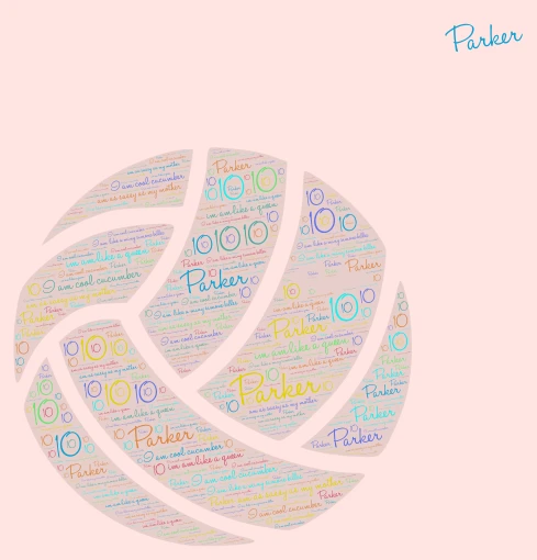 Pastel Volleyball word cloud art