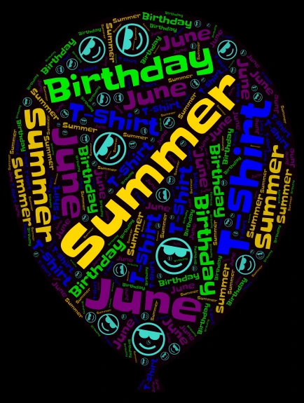 Summer Birthday Balloon word cloud art