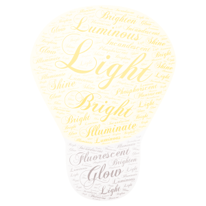 Lightbulb word cloud art