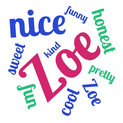 Zoe word cloud art