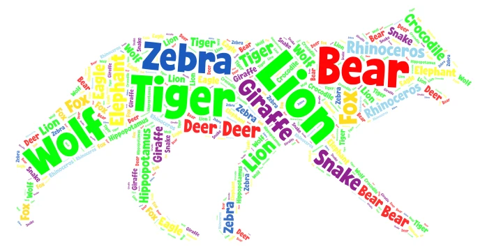 Wild Animals word cloud art