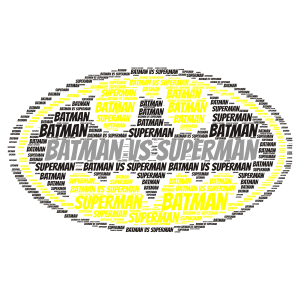 BATMAN vs SUPERMAN word cloud art