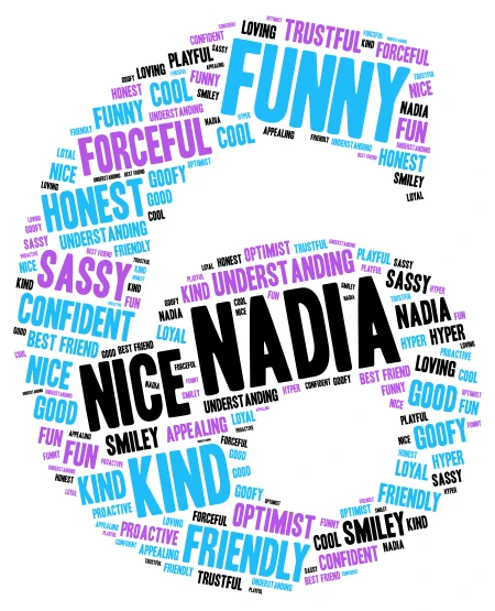 Nadia word cloud art