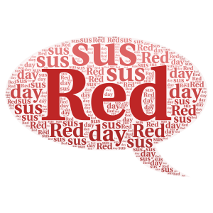 Red sus day word cloud art