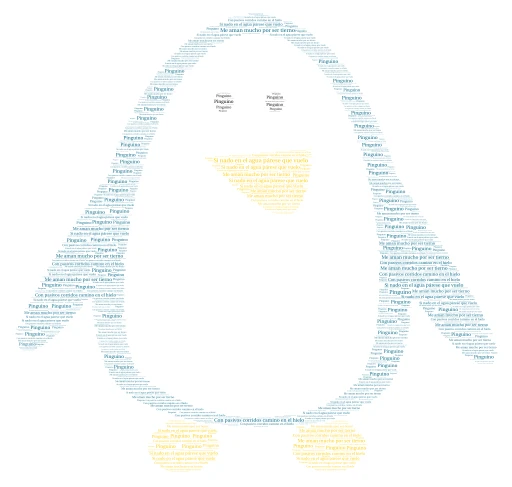 Caligrama de pinguino  word cloud art