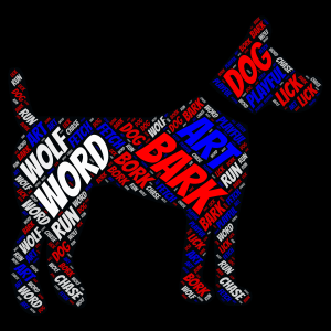 Red, White, Blue Dog word cloud art