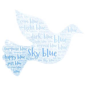 Shady blue word cloud art
