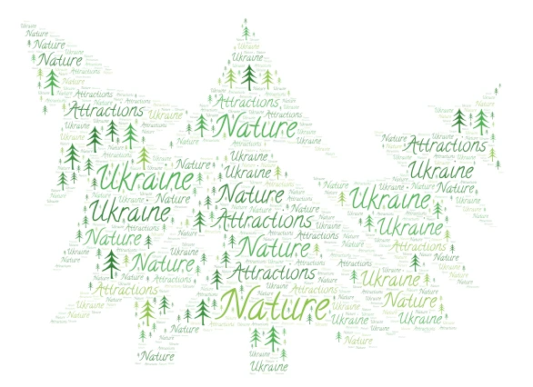 Nature Attractions of Ukraine word cloud art