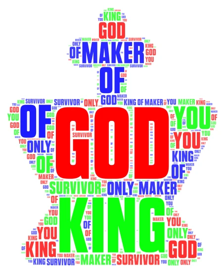 God King Maker word cloud art
