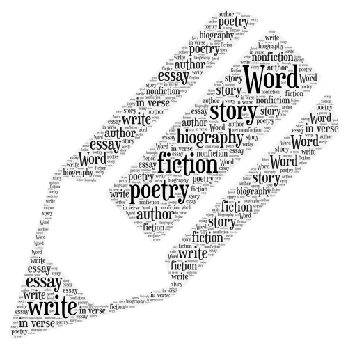Writer's thought word cloud art