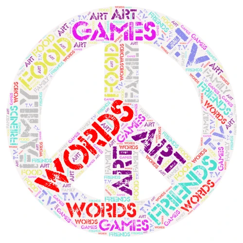 Peace word cloud art