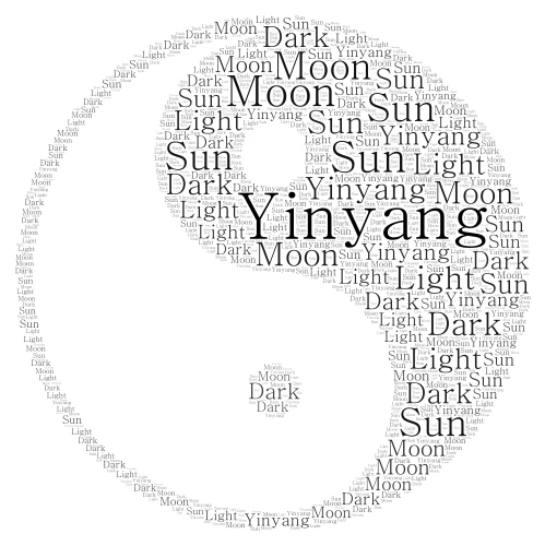 Yin yang word cloud art