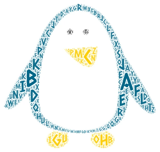 ABC Pingvin word cloud art