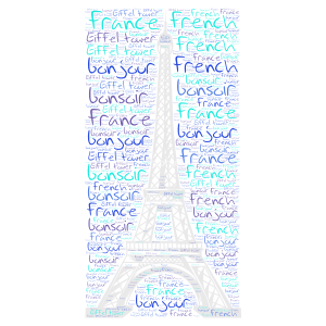 Eiffel tower word cloud art