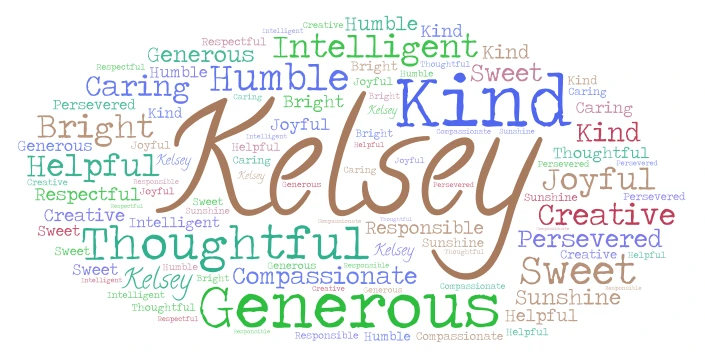 Kelsey word cloud art