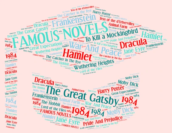Famous Novels word cloud art