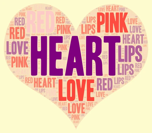 hearts word cloud art