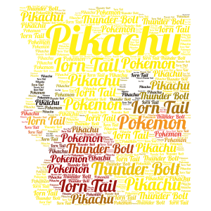 Pikachu word cloud art