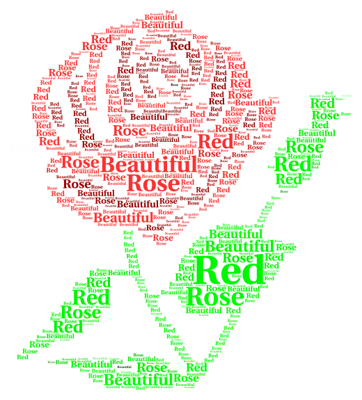 Red Rose word cloud art