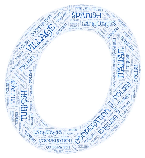 Letter O word cloud art