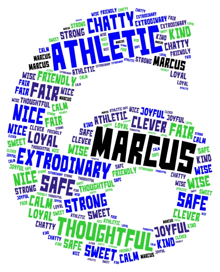 Marcus word cloud art