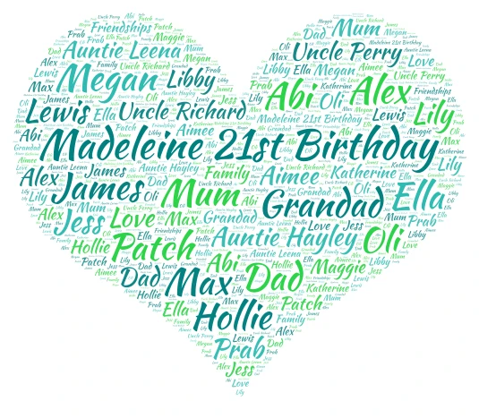 Madeleine 21st word cloud art