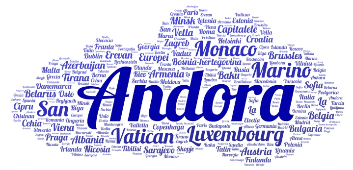 tarile si capitalele Europei word cloud art