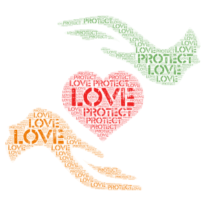 love  and   protect word cloud art