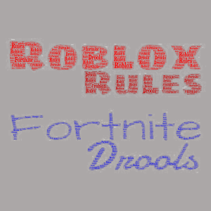 Roblox RULES and Fortnite DROOLS word cloud art