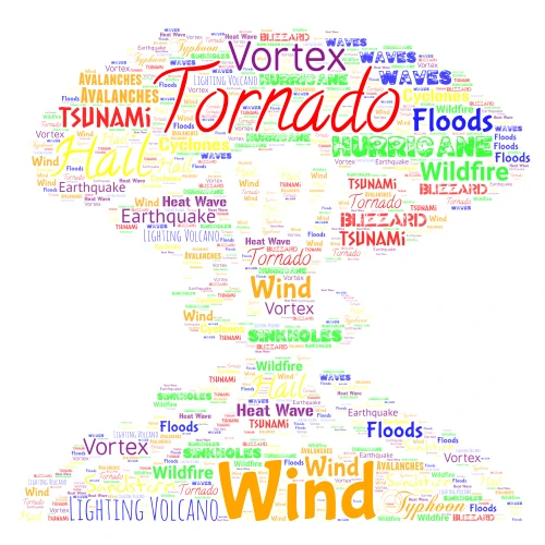 Copy of catastrophic events word cloud art