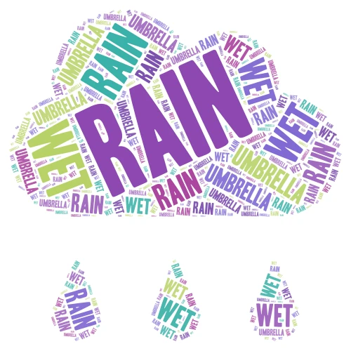 Rain word cloud art
