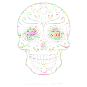 skull word cloud art