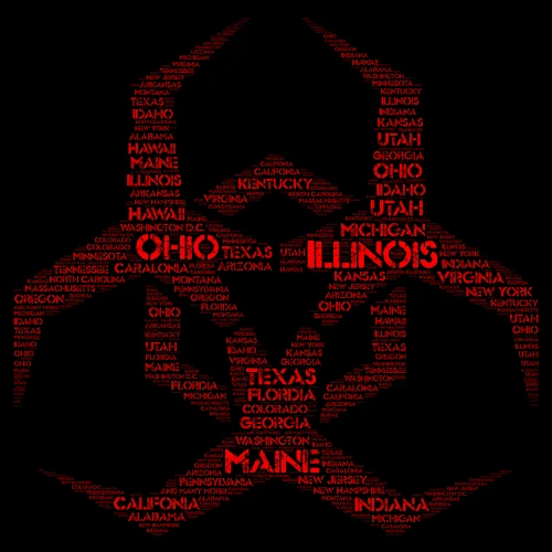 States in U.S. word cloud art