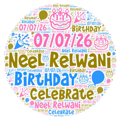 Neel Relwani Birthday word cloud art